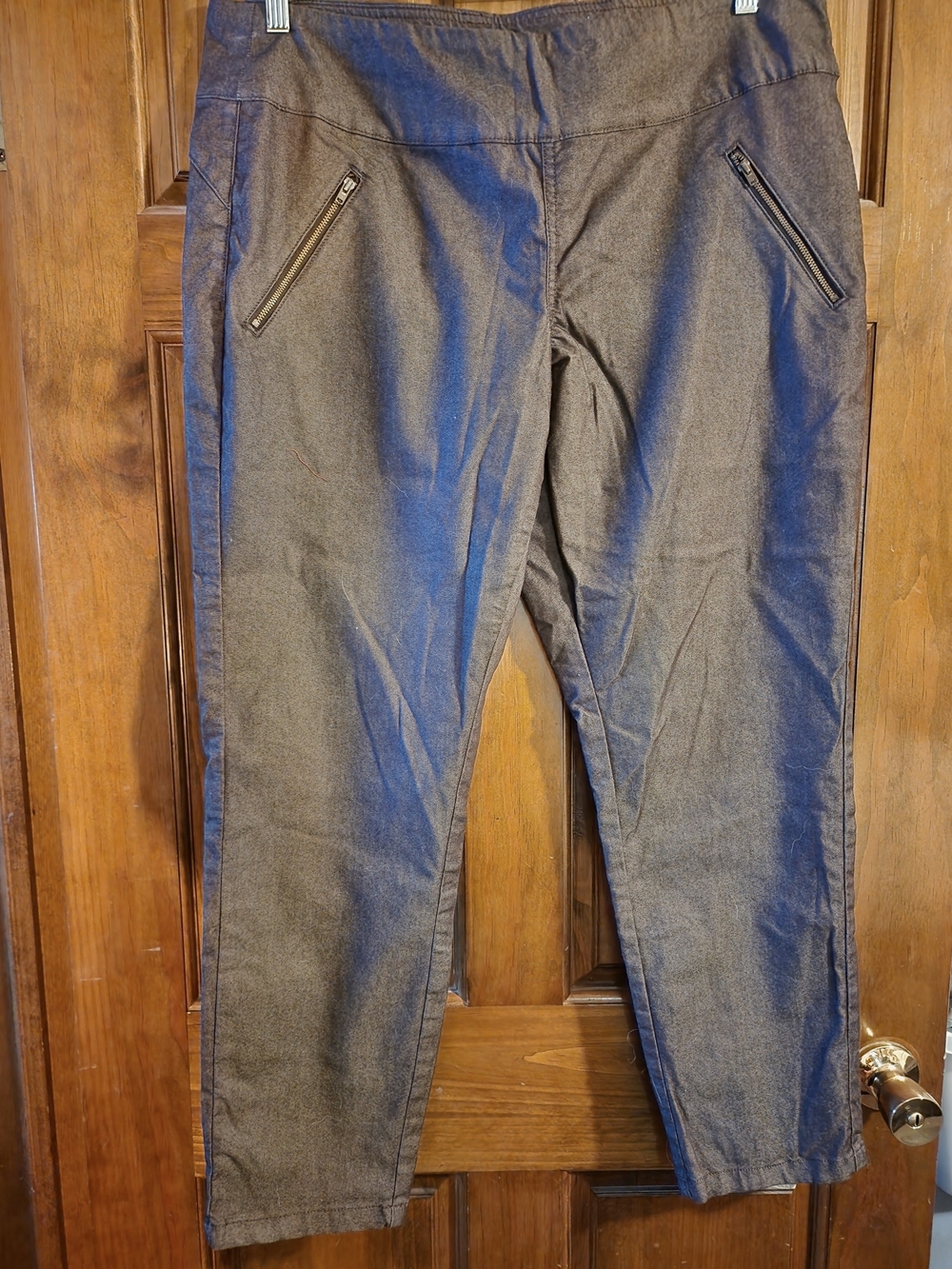 Natural Reflections Size 18 Brown Pull On Jean Pants Zip Pockets